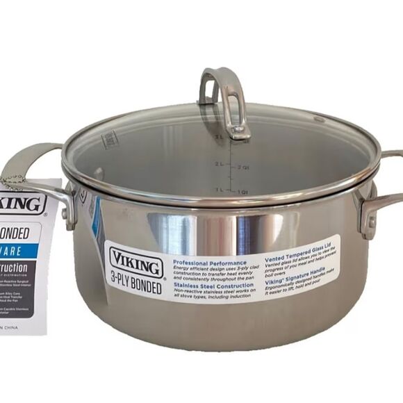 Viking 3-Ply Bonded 4QT Stock Pot w/Lid - Picture 11 of 15